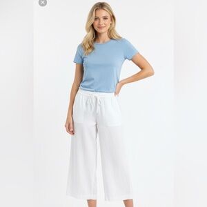 TALBOTS white linen cozy pants size 2
